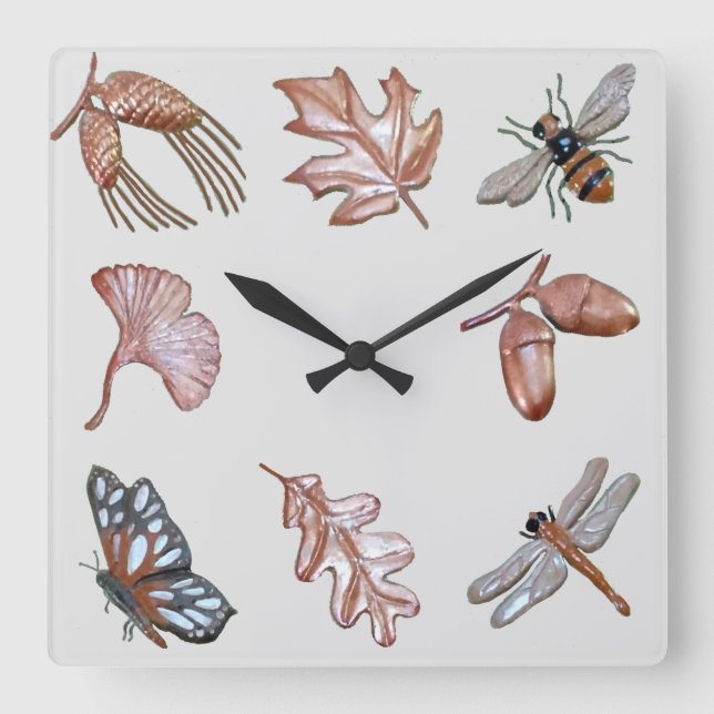 Square Wall Clock Nursery Nature (Front)