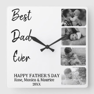 Square wall clock, personalized, father's day. clock