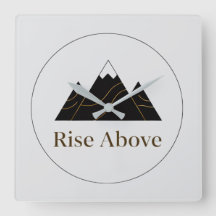 Square Wall Clock ‘Rise Above’ - Minimalist