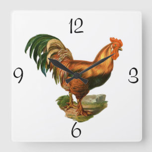 Square Wall Clock/Rooster Clock