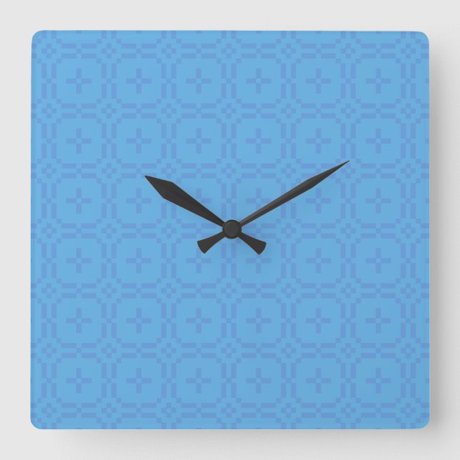 Square Wall Clock: Welsh Tapestry Pattern: Blue Square Wall Clock (Front)