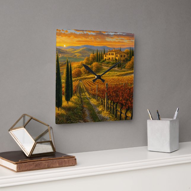 Square Wall Clock with Italian Charm (Office)