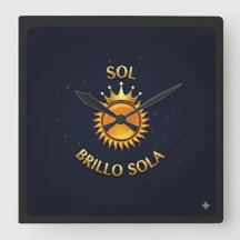 Square Wall Clock with Sol Brillo Sola Logo |