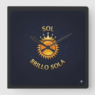 Square Wall Clock with Sol Brillo Sola Logo |