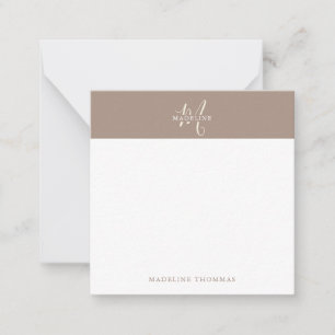 Square Warmth Beige Monogrammed Script Card