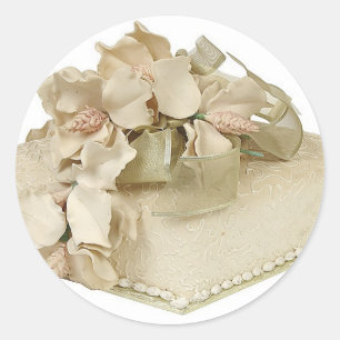 Square Wedding Cake Classic Round Sticker