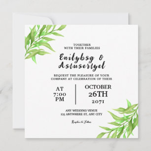 Square wedding invitation card template