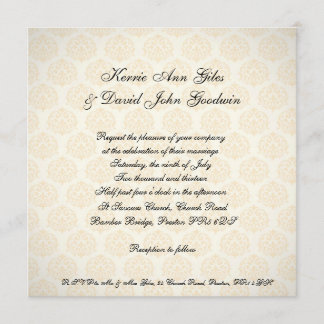 Square Wedding Invitation Vintage Orange and Cream