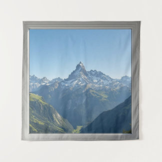 Square Window with Views of the Swiss Alps Tapestry