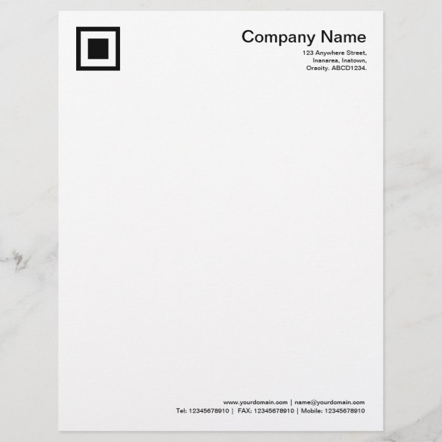 Square within a Square - Black Custom Letterhead (Front)