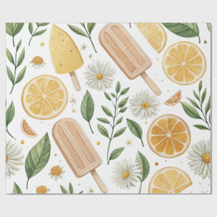 Square Wrapping Paper – Lemon & Daisy Citrus Patte