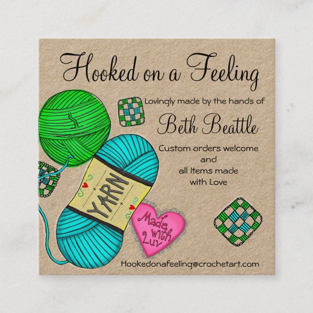 Square yarn/Crochet/Knitting Business Cards (Front)
