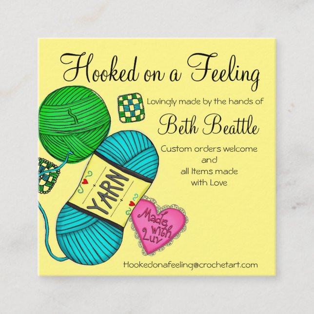 Square yarn/Crochet/Knitting Business Cards (Front)