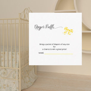 Square Yellow Gingham Diaper Raffle Card