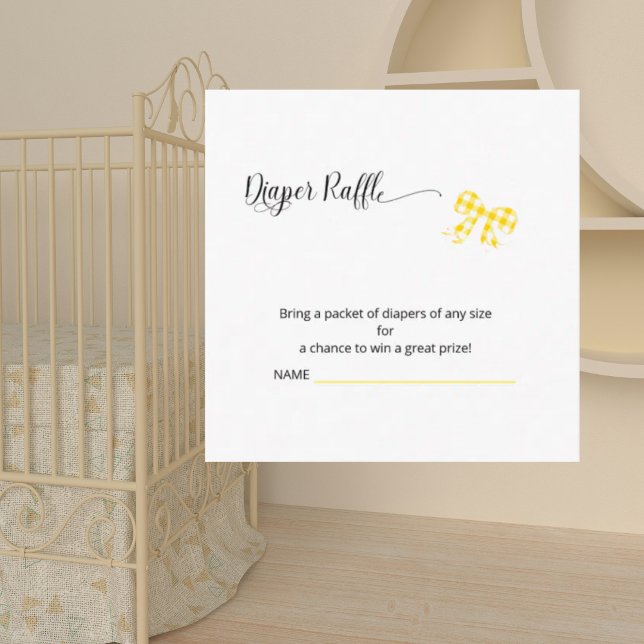 Square Yellow Gingham Diaper Raffle Card (Creator Uploaded)