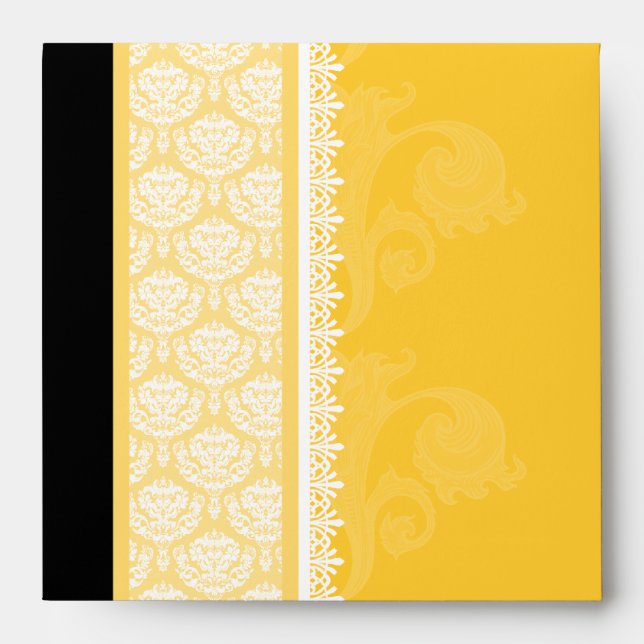 Square Yellow Gold One-Side Damask Envelopes (Front)