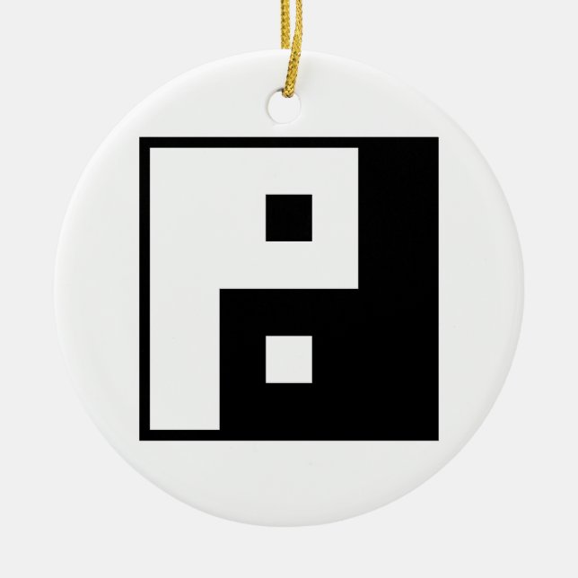 Square Yin Yang Ceramic Ornament (Front)