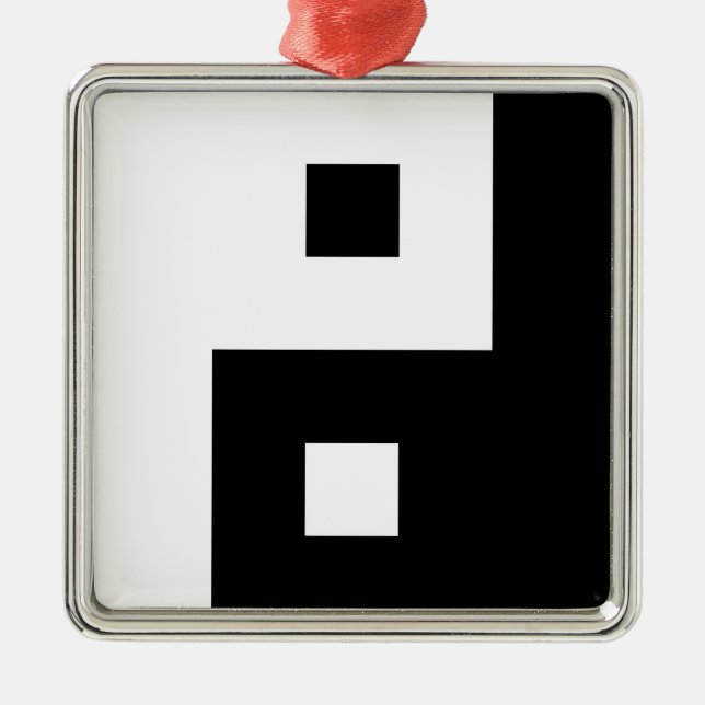 Square Yin Yang Metal Ornament (Front)