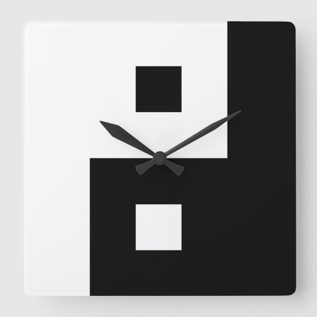Square Yin Yang Wall Clock (Front)