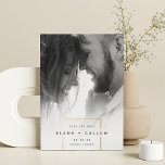 Squared Away | Modern Vertical Photo Save The Date<br><div class="desc">A simple and elegant save the date design for modern couples,  featuring a vertical photo fading to white at the bottom. A gold foil geometric element bears your names,  wedding date,  and location in chic sans serif and italic lettering. Add additional details to the back.</div>