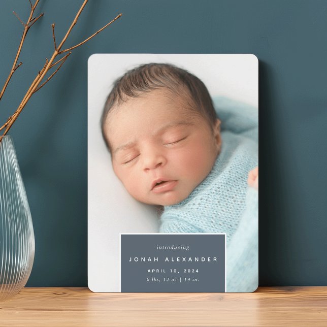 Squared Away | Vertical Photo Birth Announcement (Creator Uploaded)