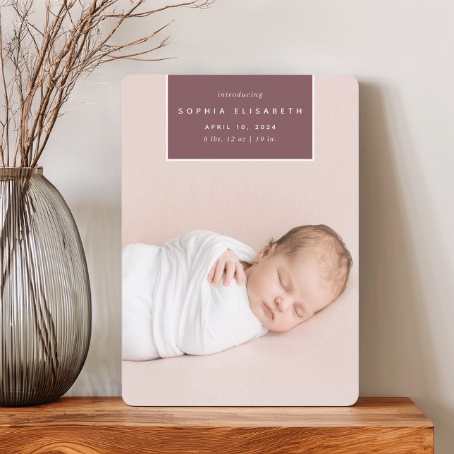 Squared Away | Vertical Photo Birth Announcement (Creator Uploaded)