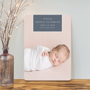 Squared Away Vertical Photo Birth Announcement