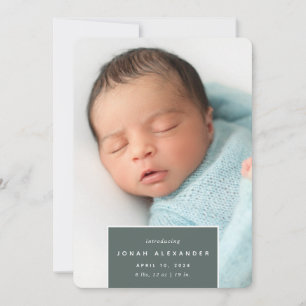 Squared Away   Vertical Photo Birth Announcement
