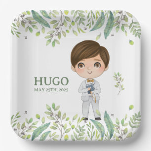 Squared Paper Plato HUGO First Communion Plate