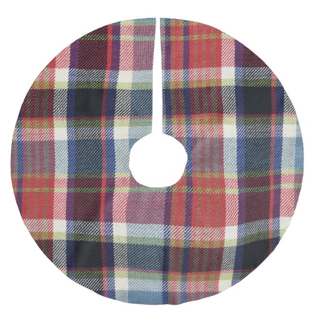 Squared Textile Texture Background. Brushed Polyester Tree Skirt (Front)
