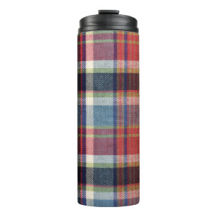 Squared Textile Texture Background. Thermal Tumbler