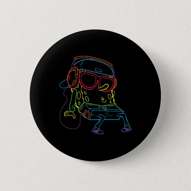 Squarepants Hip Hop  6 Cm Round Badge (Front)