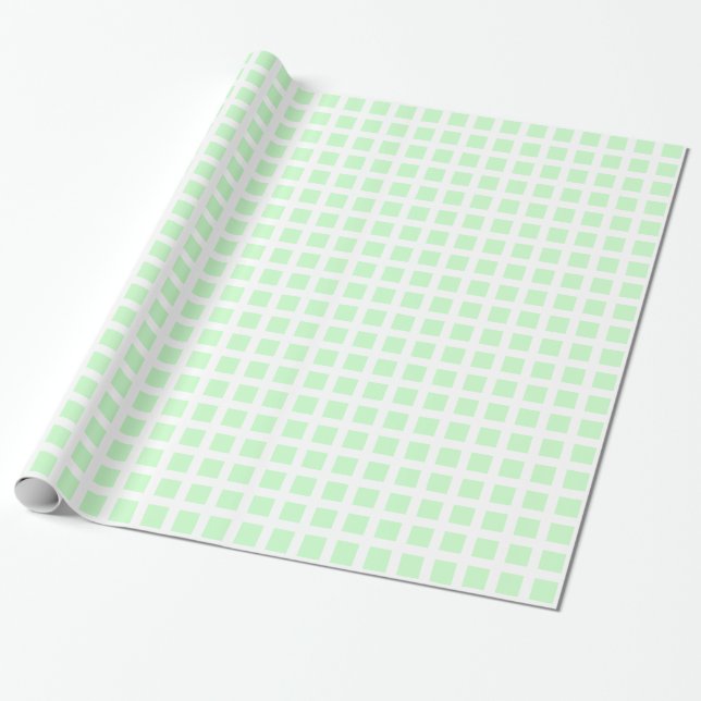 Squares 02 - Ghost Green on White Wrapping Paper (Unrolled)