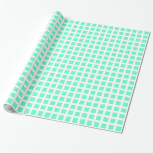 Squares 02 - Turquoise on White Wrapping Paper