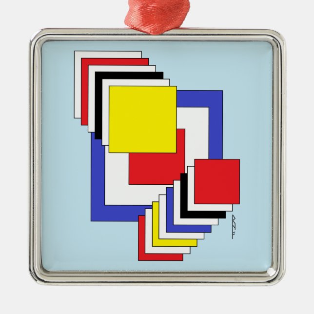 Squares Abstract Metal Ornament (Front)