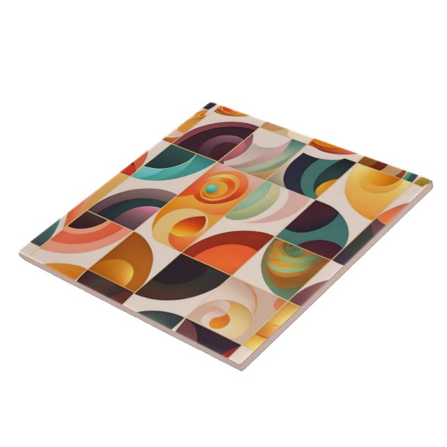 Squares Abstract Retro Modern Collection Ceramic Tile (Side)