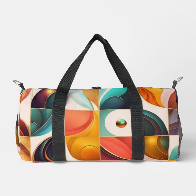 Squares Abstract Retro Popular Collection Duffle Bag (Front)