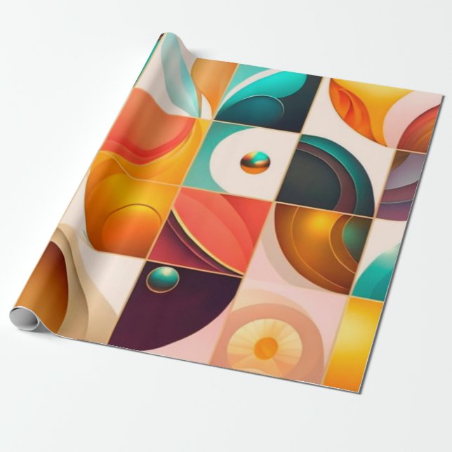 Squares Abstract Retro Popular Collection Wrapping Paper (Unrolled)