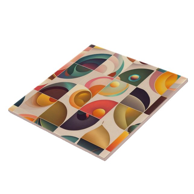 Squares Abstract Retro Trendy Collection Ceramic Tile (Side)