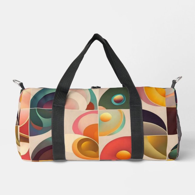 Squares Abstract Retro Trendy Collection Duffle Bag (Front)