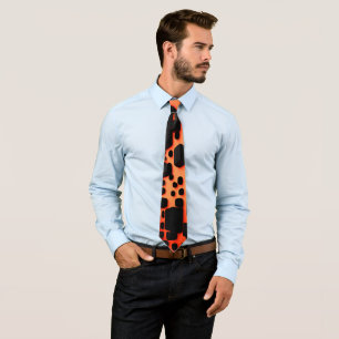Squares and circles 3D Orange Urban Pattern Tie