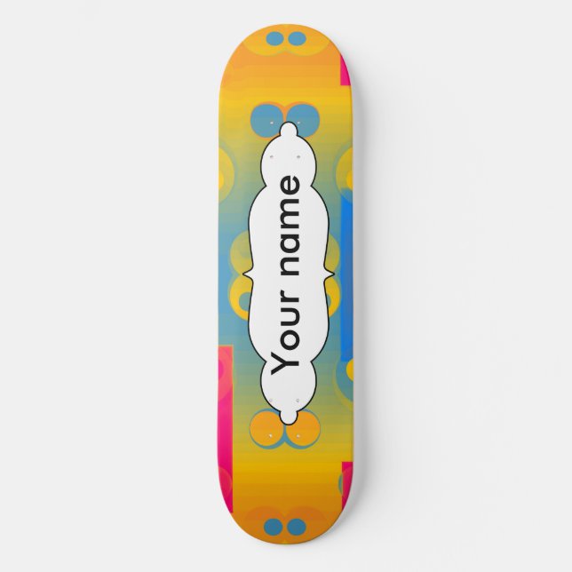 Squares and circles abstract design skateboard (Front)