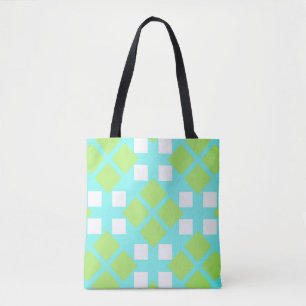 Squares and Diamonds in Cyan Tote Bag