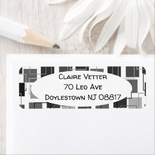 Squares and Outlines Return Address Label
