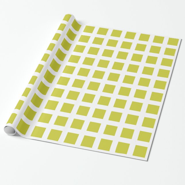 Squares - Banana on White Wrapping Paper (Unrolled)