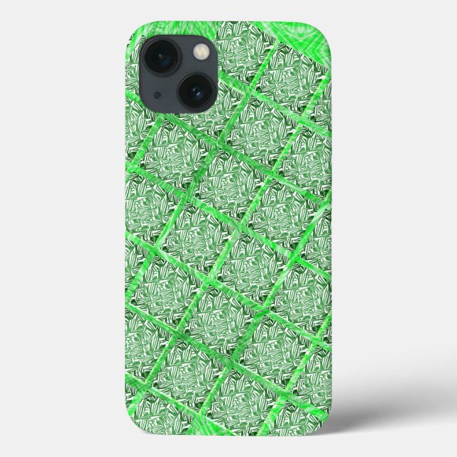 Squares, fake tile, fake green foliage    Case-Mate iPhone case (Back)