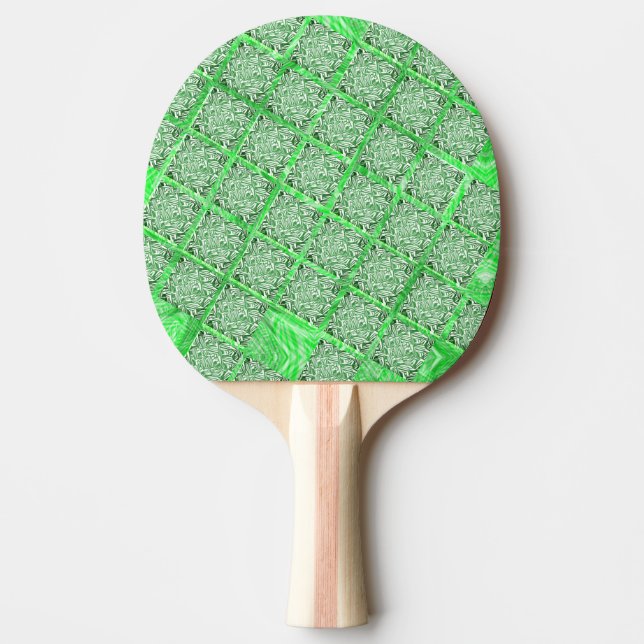 Squares, fake tile, fake green foliage    ping pong paddle (Front)