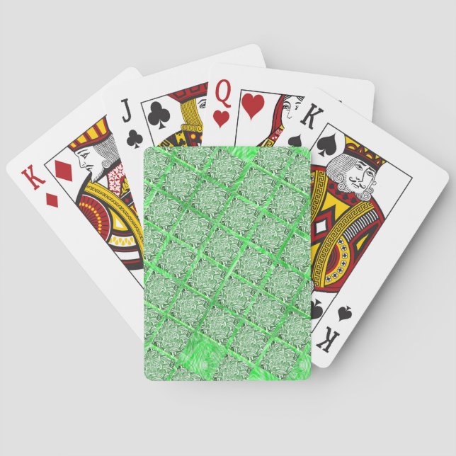 Squares, fake tile, fake green foliage    playing cards (Back)