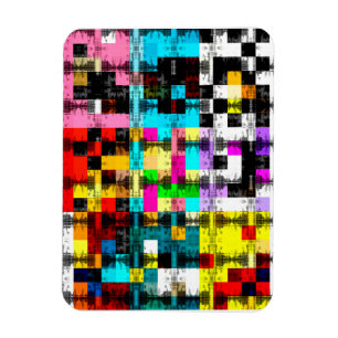 Squares Geometric colourful abstract art Magnet