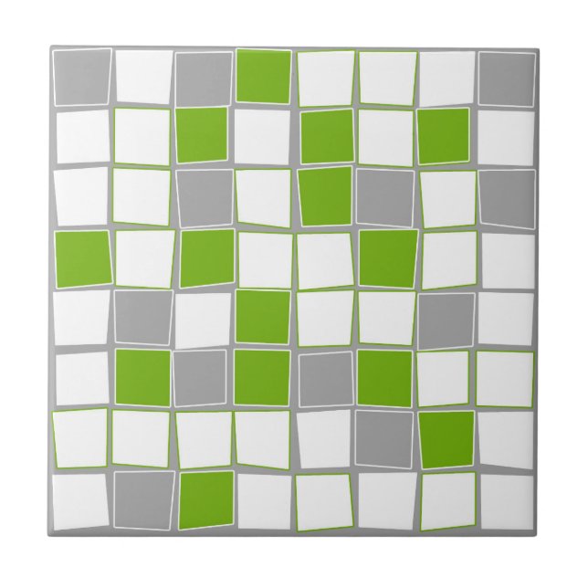 Squares, grey, white, green, modern ceramic tile (Front)